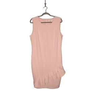 CALVIN KLEIN $134 Light Pink Sleeveless Ruffle Hem Sheath Dress Size 14‎